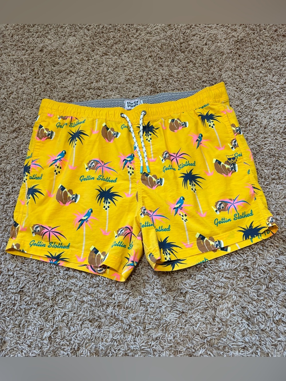 Party Pants “Gettin’ Slothed” Swim Trunks men’s size XXL
